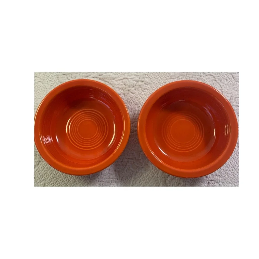 Vintage Fiesta Red Fruit Bowls Set of 2 Homer Laughlin USA HLC 50s 60s 4.75 inch